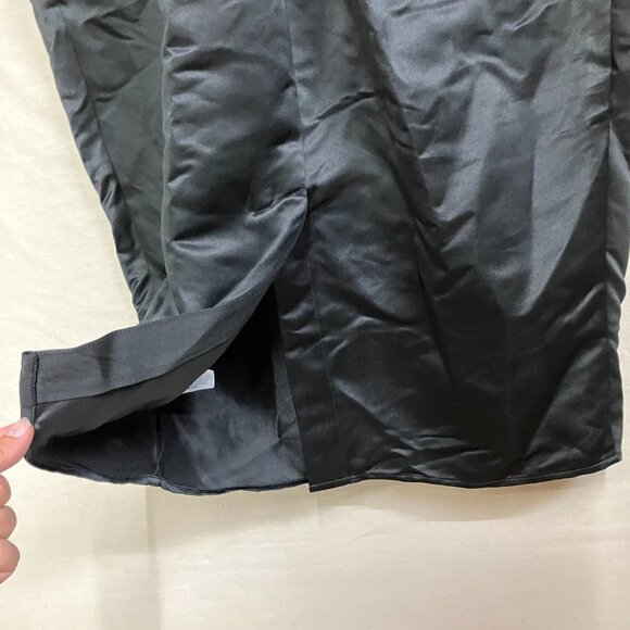 Future Collective Women's XS Black Holiday Sweetheart Bubble Satin Midi Dress - Picture 11 of 14